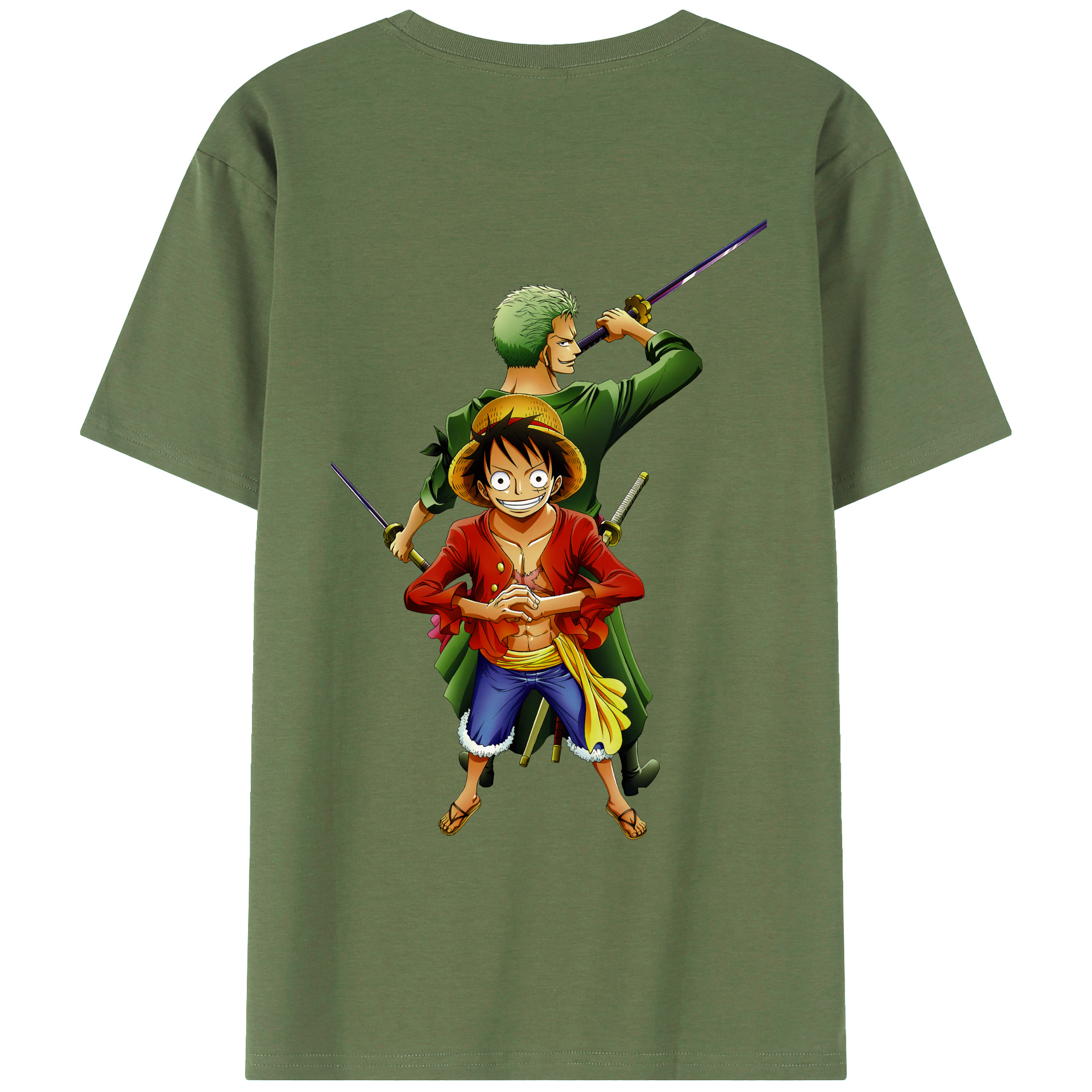 ワンピース モンキー・D・ルフィ ONE PIECE Monkey D. Luffy 綿100％ メンズ半袖Tシャツ（バックプリント） 通気性